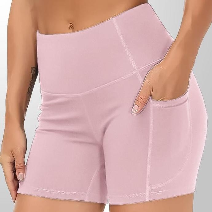Celana Legging Pendek Wanita Workout Shorts Running Yoga Wear Sports Short dengan Kantong