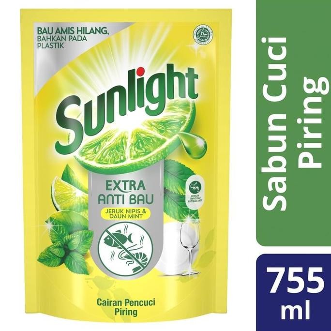 Ready Stock Sunlight Extra Anti Bau Jeruk Nipis dan Daun Mint 755 ml