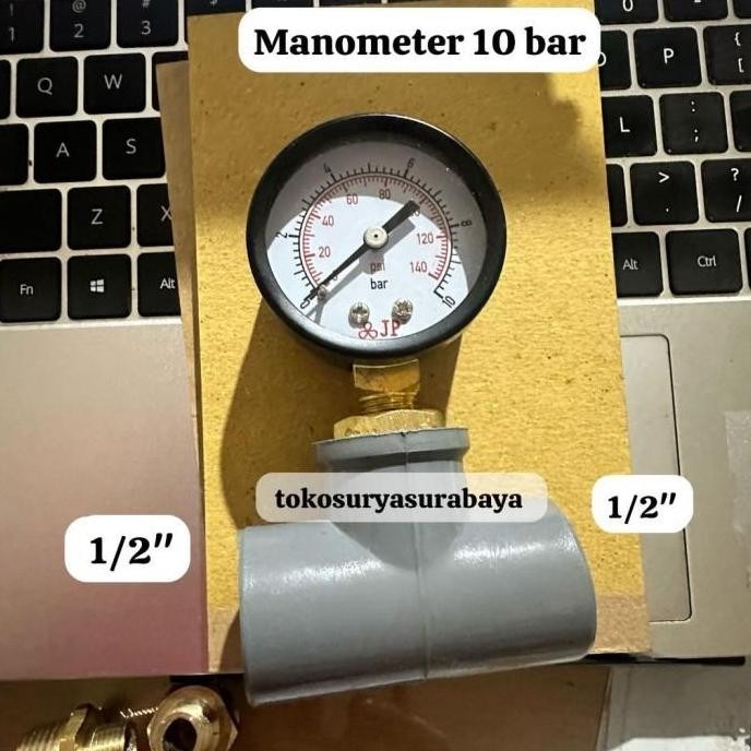 Manometer tee 1/2" MODIFIKASI POMPA PRESSURE GAUGE 10 BAR tee manometer 10 bar 1/2"