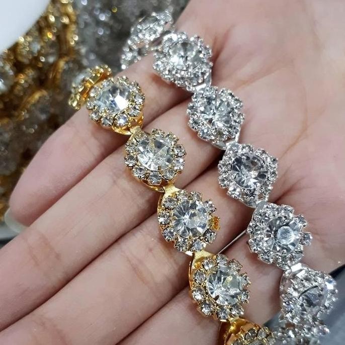 Crystal Chain Silver Bunga Rantai Aksesoris Belt