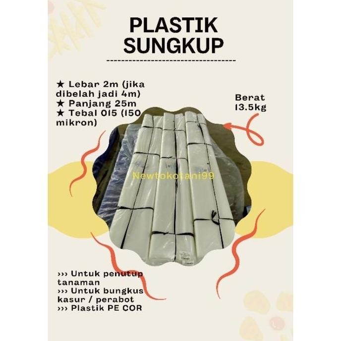 NEW Plastik Sungkup 2m x 25m (dibuka jadi 4m) x 150micron , plastik PE COR , plastik bungkus kasur d