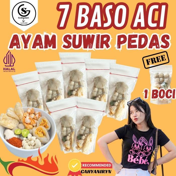 

MN [CAHYANIRYN EXCLUSIVE] PAKET 7 BUNGKUS BASO ACI AYAM SUWIR PEDAS PAKET HEMAT HOTPOT INSTAN Food Seblak Kuah