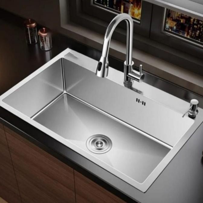 Kitchen Sink 1 Lubang Besar 8050 Stainless / Bak Cuci Piring Stainless Stell SUS 304 Ukuran 80x50cm