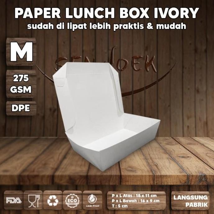KOTAK LUNCH BOX PAPER PUTIH | PAPER LUNCH BOX IVORY TEBAL