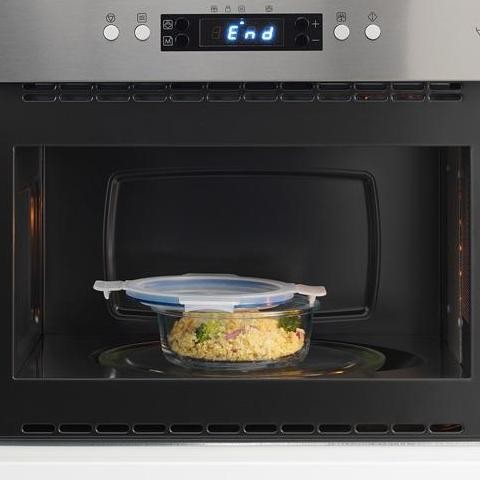 Wadah Makanan/Tupperware Penutup Bulat Kaca/Plastik, 400 Ml