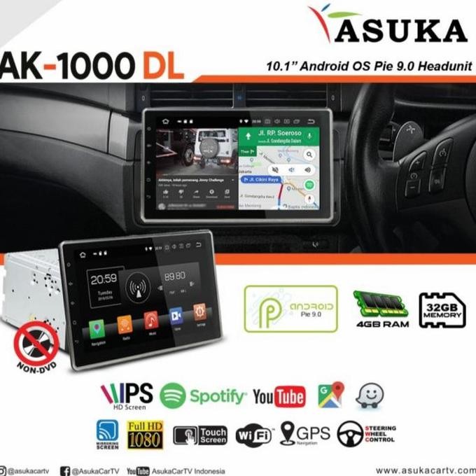 '' Headunit Android 10 Inch Universal Asuka Ak 1000 Dl Non Dvd ''