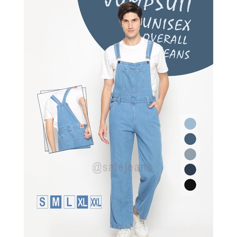 Cod New Jumpsuit Unisx Overall Jeans Pria
