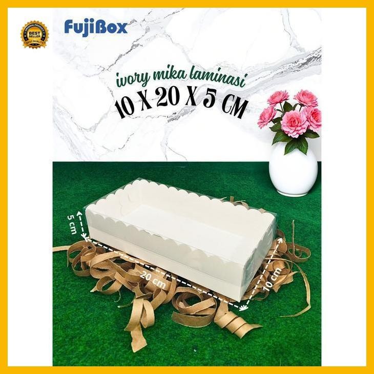 

(Promo) ( 10 Pcs ) Fuji Box Dus Kotak Kue Hampers Puding Cake Ivory Laminasi 10 Cm X 20 Cm X 5 Cm Premium Tutup Mika Full Bestseller