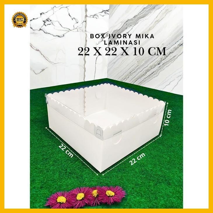 

(Diskon) ( 10 Pcs ) Fuji Box Dus Kotak Kue Hampers Puding Cake Ivory Laminasi 22 Cm X 22 Cm X 10 Cm Premium Tutup Mika Full Bestseller