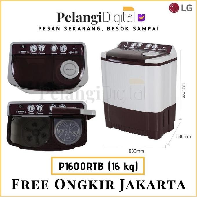 INSTAN LG P1600RTB MESIN CUCI 2 DUA TABUNG 16KG / TWIN TUB 16 KG LARIS