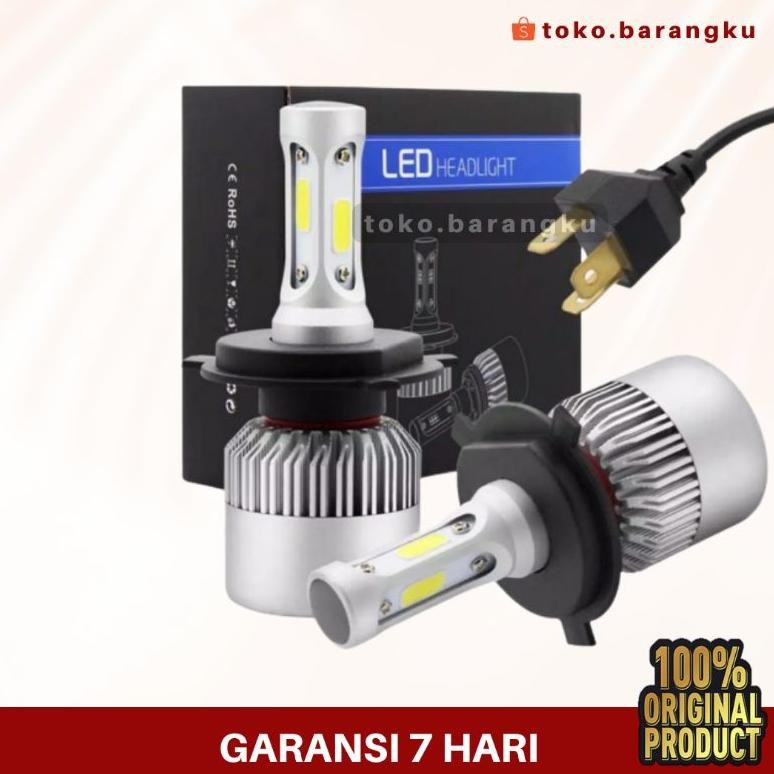 2 Pcs Lampu Mobil S2 Led H4 72W Cob Ada Kipasnya Lampu Mobil Led H4 Avanza Xenia Bohlam