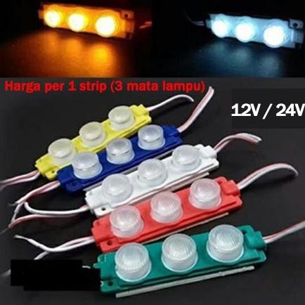Lampu Led Modul 3 Mata 12Volt Dan 24Volt 3Watt Waterproof 3 Mata 12V 24V 12 V Volt Variasi Mobil