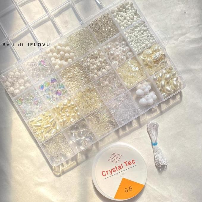 Set Manik Manik Kristal Mutiara Aesthetic untuk Gelang Cincin | Mainan Anak Perempuan Lucu