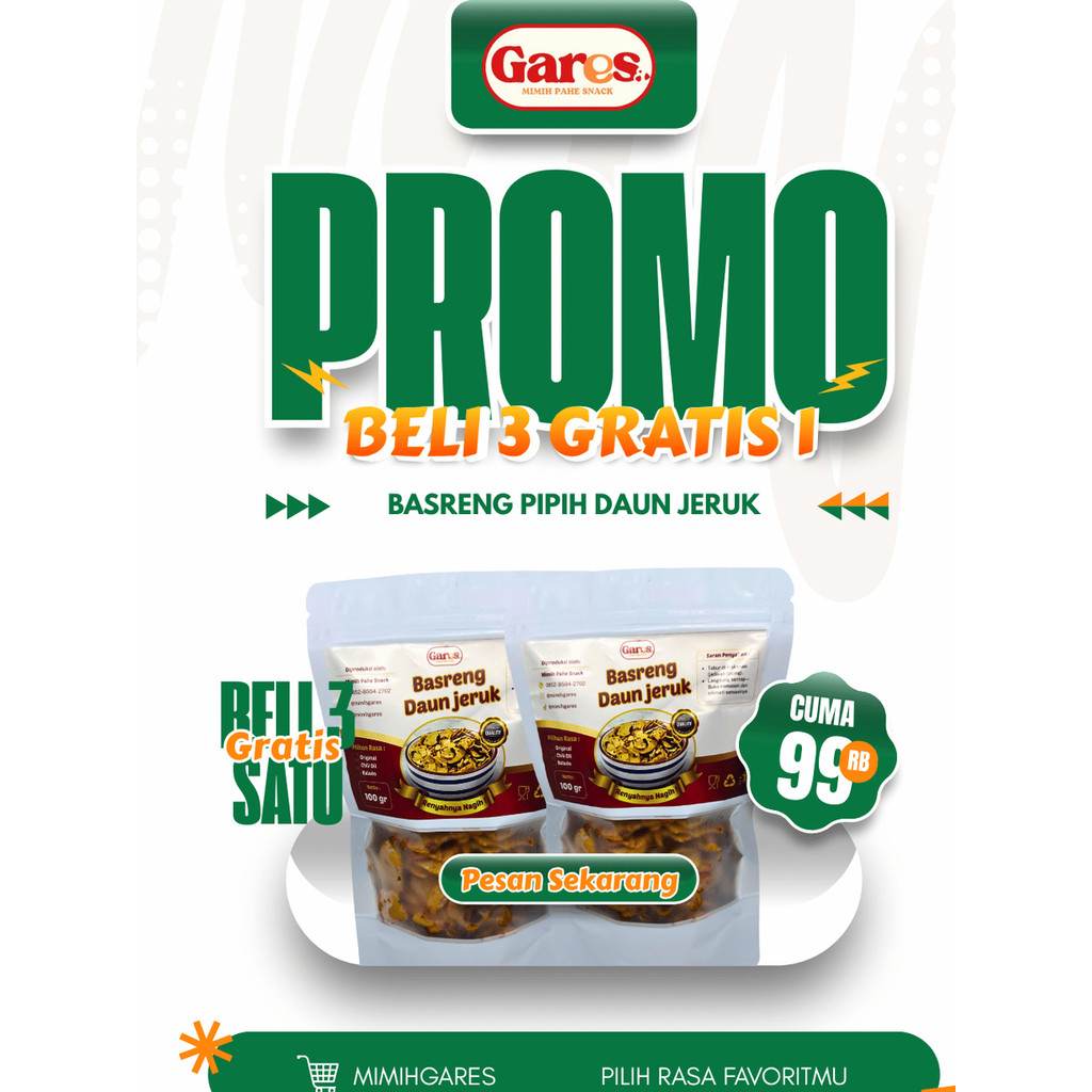 

Paket 4 Pcs Basreng Daun Jeruk Balado Gurih Pedas Renyah