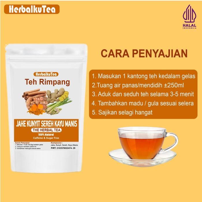 

HS HerbalkuTea - Teh Rimpang Jahe Kunyit Sereh Kayu Manis isi 30 Tea Bag