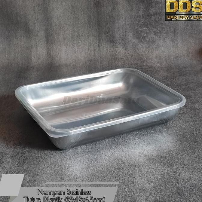 Nampan Baki Stainless dengan Tutup Plastik Food Tray