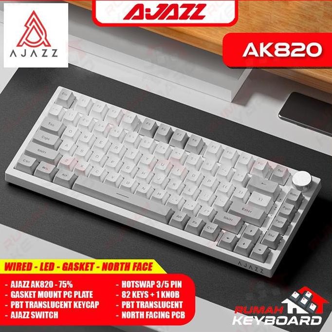 MECHANICAL KEYBOARD - AJAZZ AK820 - 75% - DUAL TONE - GASKET - HOTWSAP
