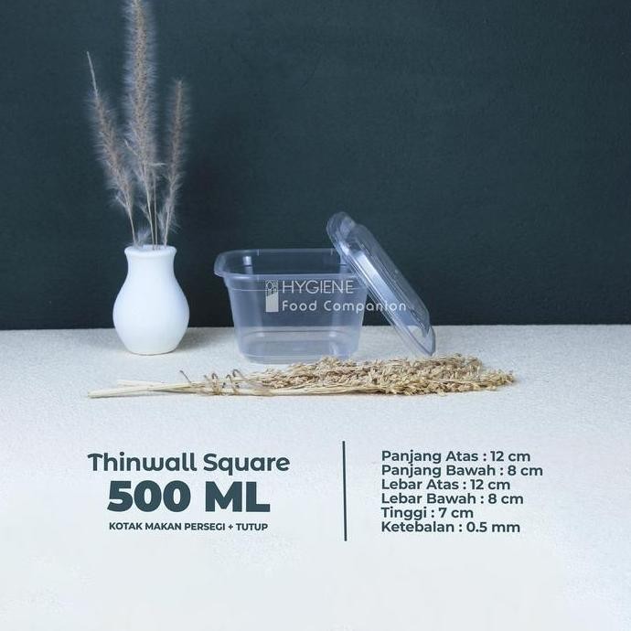 Kotak Makan Plastik / Thinwall / Food Container Persegi 500ML