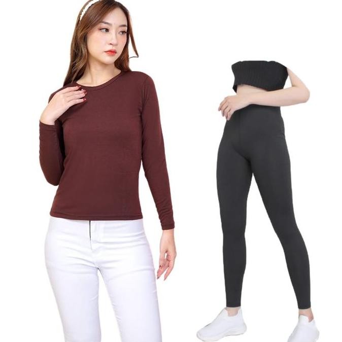 Df337>> Spesial Paket 2Pcs Manset Ob Dan Lejing Bahan Kaos Spandeks Katun Wanita Spandex Basic Celan