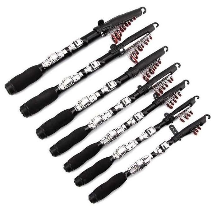 Joran Pancing Mini Antena Telescopic 7 Ruas 1.5M Reel Seat Jepit Hitam