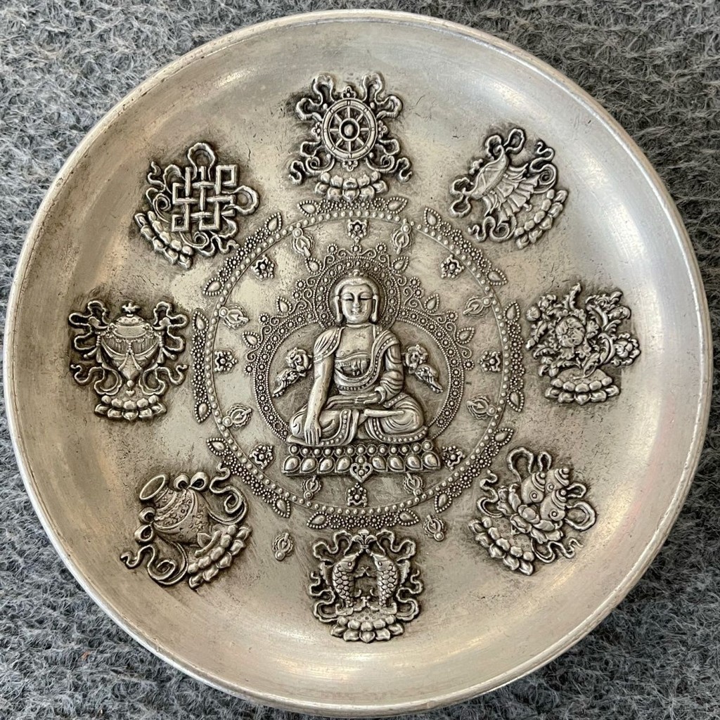 Antique Old Silver Plate Buddha Eight Guardians Ornament Display Antique Old Goods Qianlong Imperial