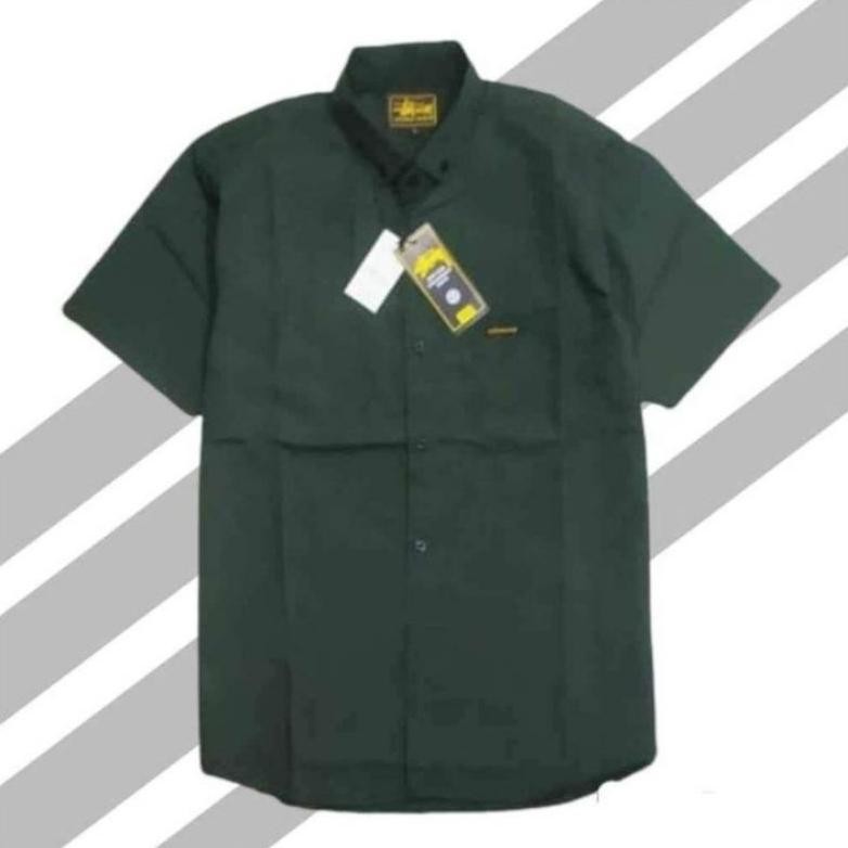 Bisa Cod Baju Kemeja Polos Pria Lengan Pendek Jumbo Slimfit Premium Distro Atasan Hem Cowok Laki Hit