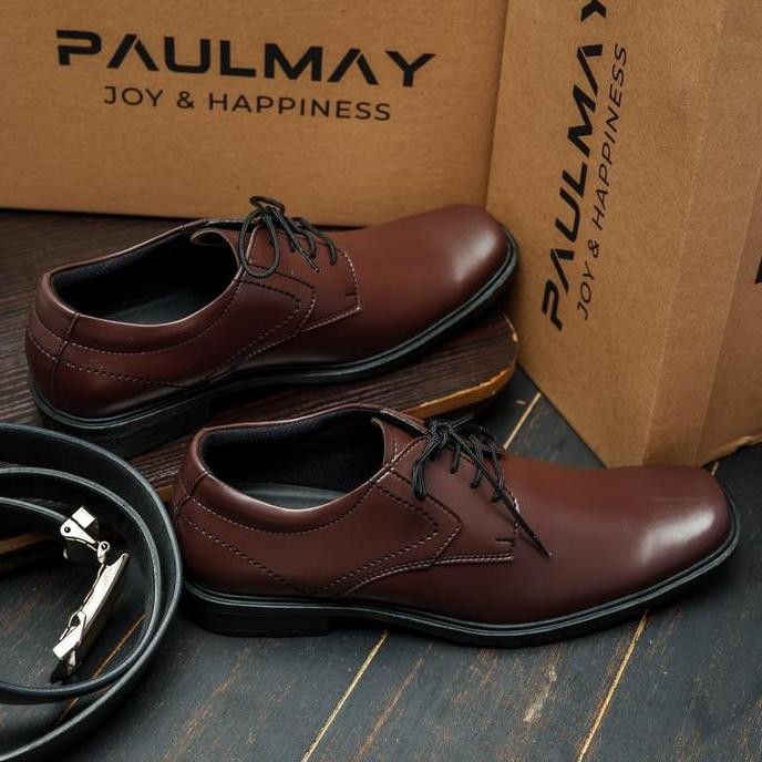 Paulmay - Sepatu Formal Casual Pria Wina 65 Brown Shoes Pantofel Kerja Hitam Coklat Fantofel