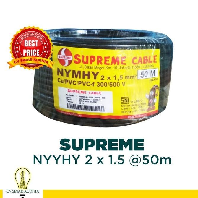 Promo Kabel Listrik NYYHY 2x1.5 mm 2x1,5 SUPREME| SUPREME Kabel NYYHY| 50M COD