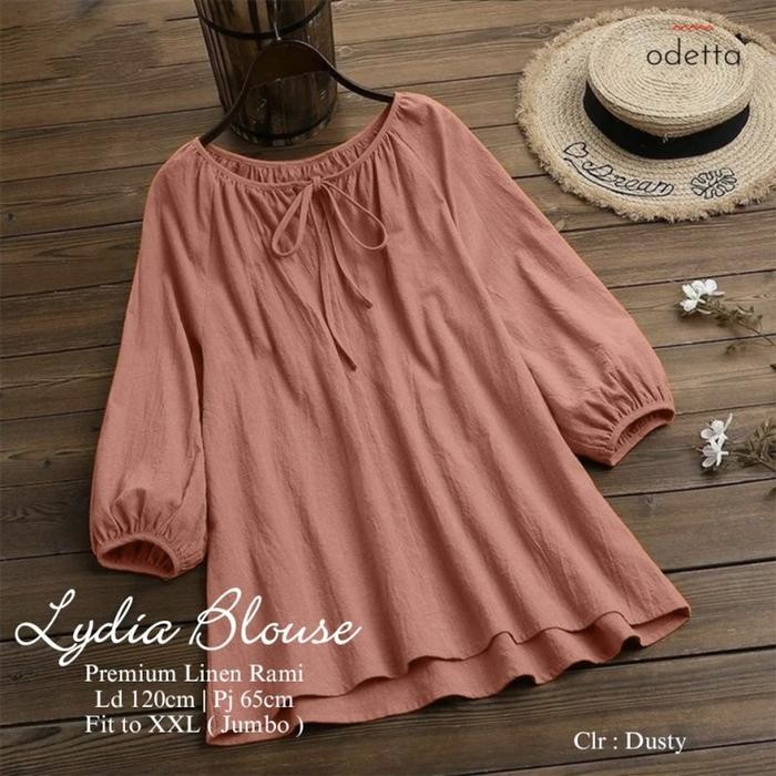 Blouse Wanita Jumbo Baju Atasan Lengan Panjang Lydia Basic Crinkle Rayon Oversize Airflow Top Dewasa