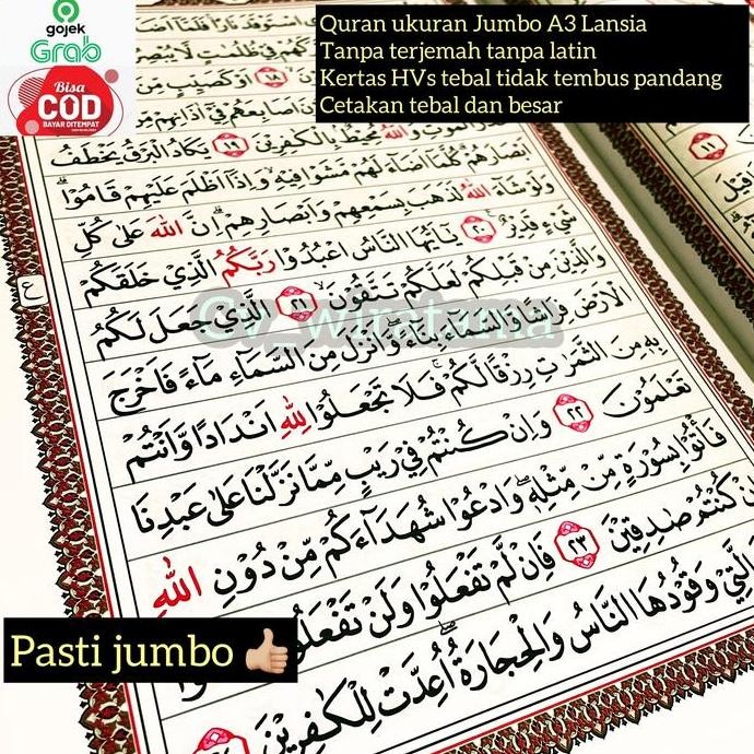 Al Quran Jumbo A3 Lansia Besar Tanpa Non Terjemah Latin Usmani 30 juz