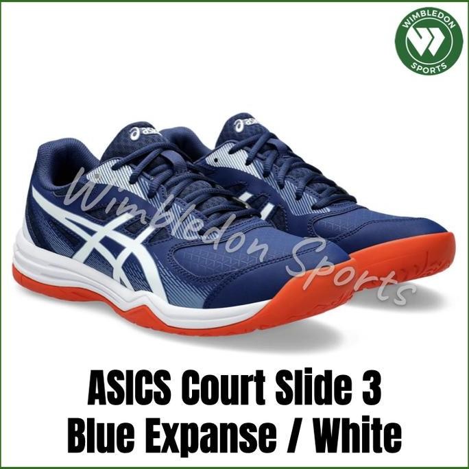 Terbaik Sepatu Asics Court Slide 3 Blue Expanse / Sepatu Tenis Asics Original 100% Ori