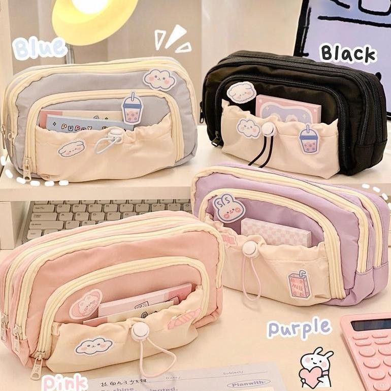 

[Kecil Tempat Alat Tulis Large Capacity Kawaii Pencil Cases Flip Pencil Bag Pouch Holder Box For Girls Office Student Stationery Organizer School Supplies Kt78