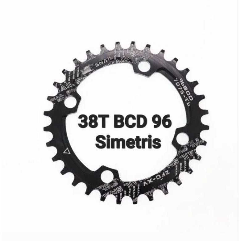 Premium Snail Chainring 38T BCD 96 Simetris Narrow Wide Chain ring Single Arm Crank Sepeda High Qual