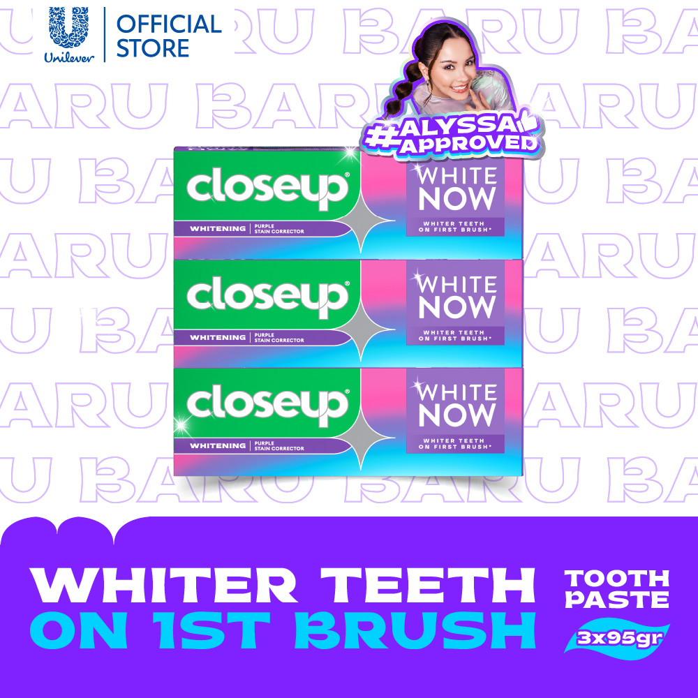Closeup White Now Purple 95gr - Pasta Gigi Pemutih Triplepack (x3)