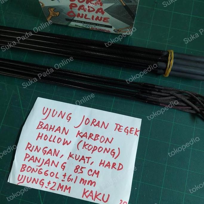 Terbaik | Ujung Joran Tegek Carbon Hollow Ringan Kuat Kaku 85Cm X 6.1Mm X 2Mm | 100% Ori