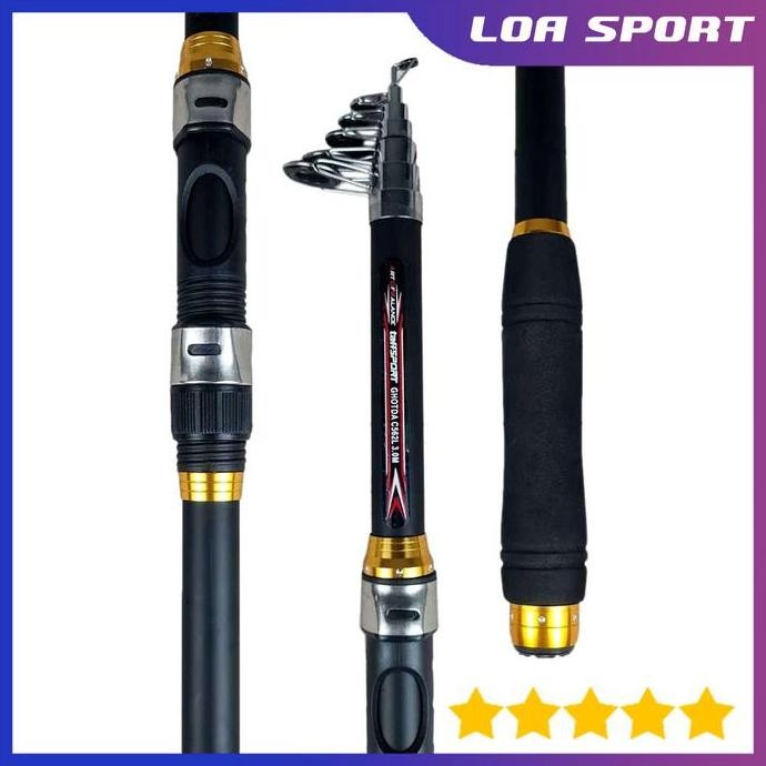 Terbaik | Joran Pancing Antena Teleskopik 3.0M Carbon Fiber Kolam Sungai Danau | 100% Ori