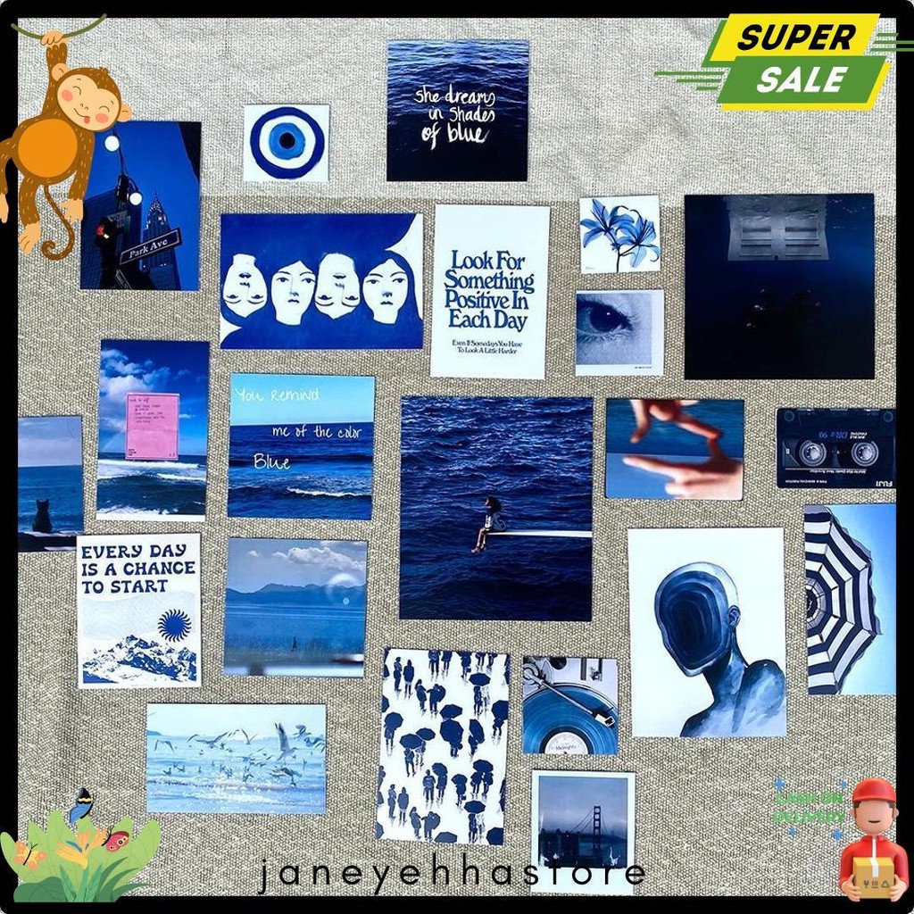 50% Off 22 Pcs Poster Aesthetic Biru Blue Vibes Wall Poster Tema Blue Aesthetic Untuk Dekorasi Dindi