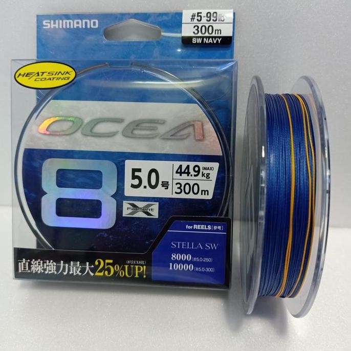 Terbaik | Senar Pe Shimano Ocea X8 Blue 5.0 300M | 100% Ori