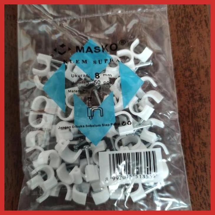 DISCOUNT KLEM KABEL MASKO SUPRA 8MM PAKU BETON KLIP KABEL CABLE CLIPS 8 MM (LISTRIK LAMPU RUMAH TANG