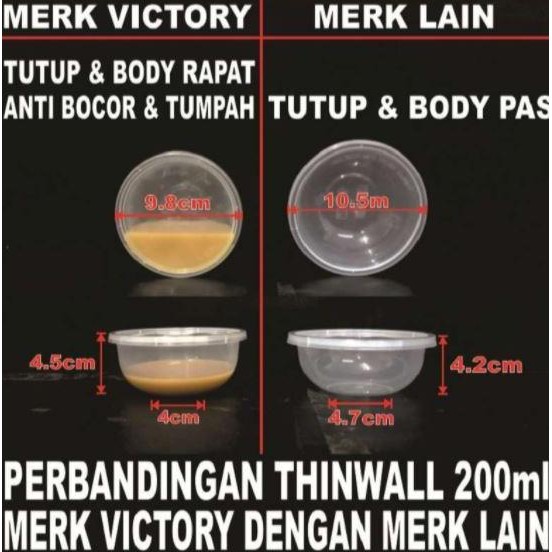 Mangkok Plastik 200ml Kotak Makanan Cup Puding Thinwall Tahan Panas