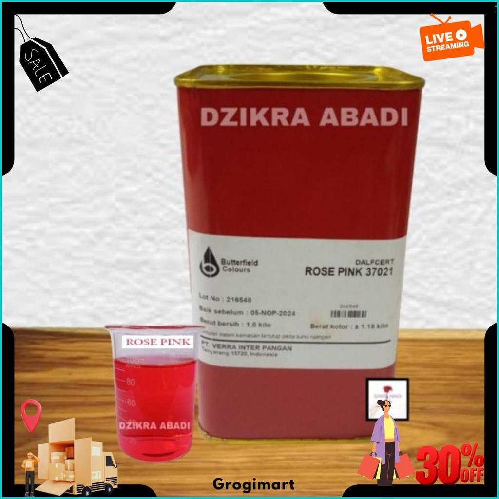 Pewarna Makanan Bubuk Rose Pink Merah Muda 1 Kg Bisa Cod