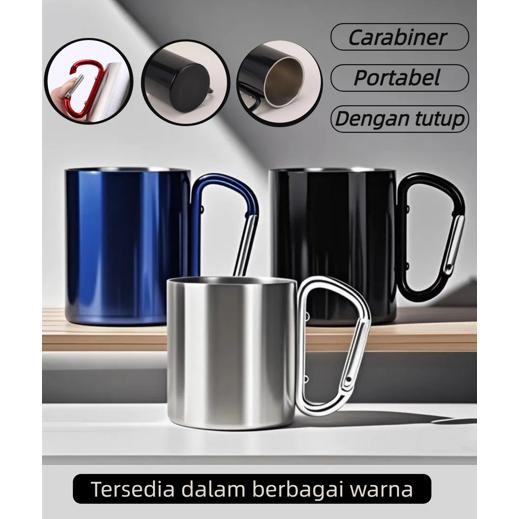 220ml Kapasitas Kecil Multifungsi Portabel Cangkir Gesper Pendakian Gunung Cangkir Kopi Tahan Panas 