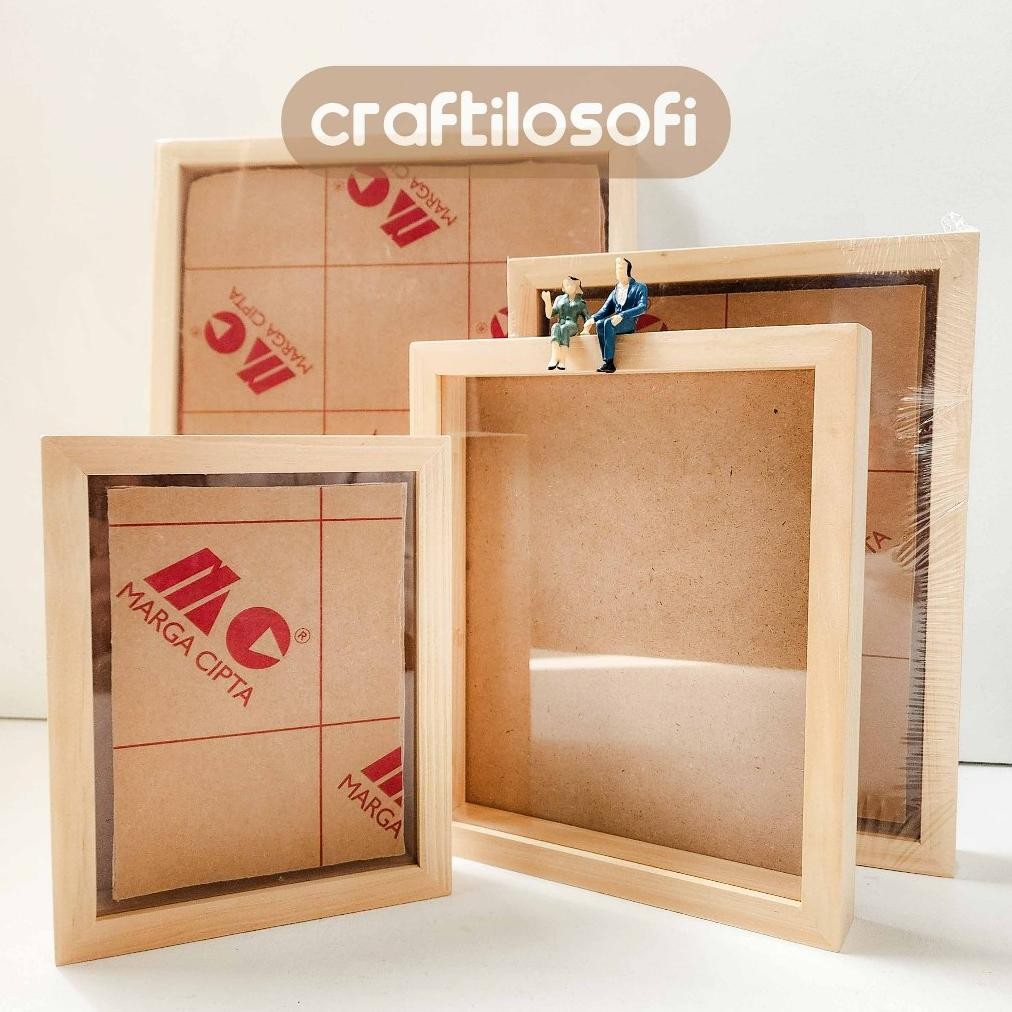 Bingkai Kayu 3D Frame 2,5cm | Pigura Frame Foto + Kaca Acrylic aSt