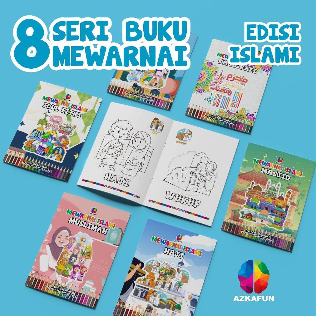 PAKET 8 BUKU MEWARNAI ISLAMI - buku mewarnai anak MURAH