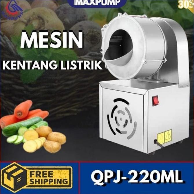 MAXPUMP Alat Pemotong Kentang Listrik QPJ-220 Alat Pengiris Listrik 220v 180w Mesin Kitchenware Sayu