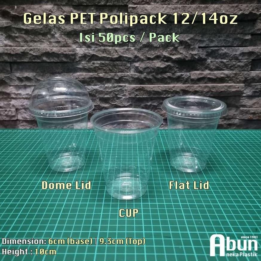 Gelas PET Polipack 14oz @50pcs aSt