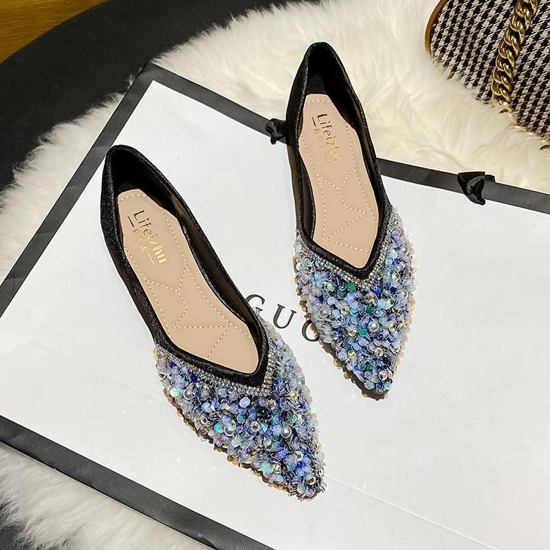 Pointed Toe Flat Wedding Shoes Bridesmaid Shoes Gentle Fairy Style
