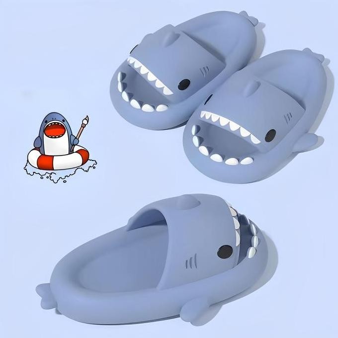 DF15 >> Sendal jelly koreaan Sandal hiu Keluarga Lucu Bentuk Ikan Anti Licin dan Anti Air Untuk Dewa