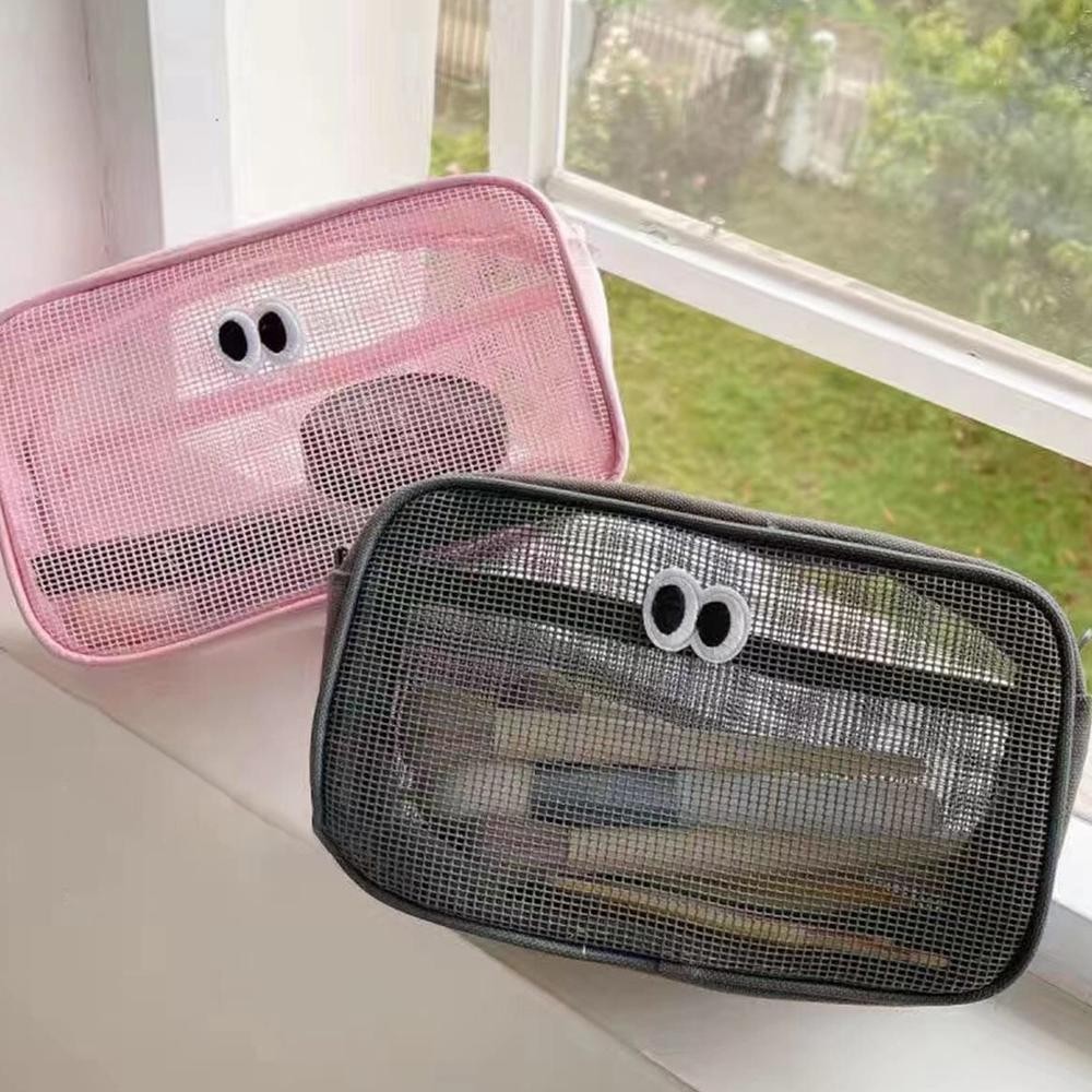 

Special [Miloli] Pouch Kosmetik Jaring Big Eyes Storage Box Travel Kotak Pensil Aesthetic Tempat Pensil - F0215 Rf-45