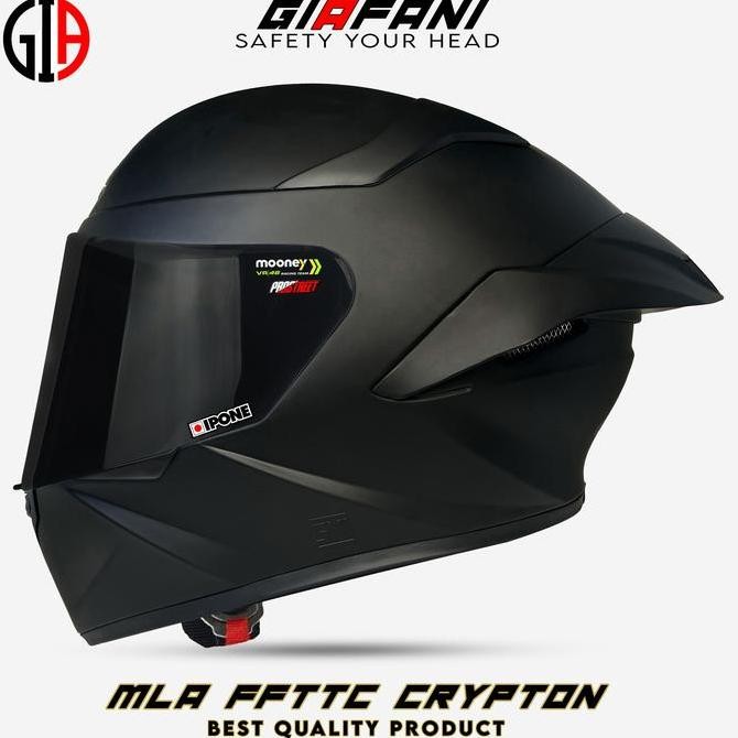 Helm MLA TTC Crypton Hitam Dof Kaca Biru | Helm Full Face Paket Ganteng SNI L19